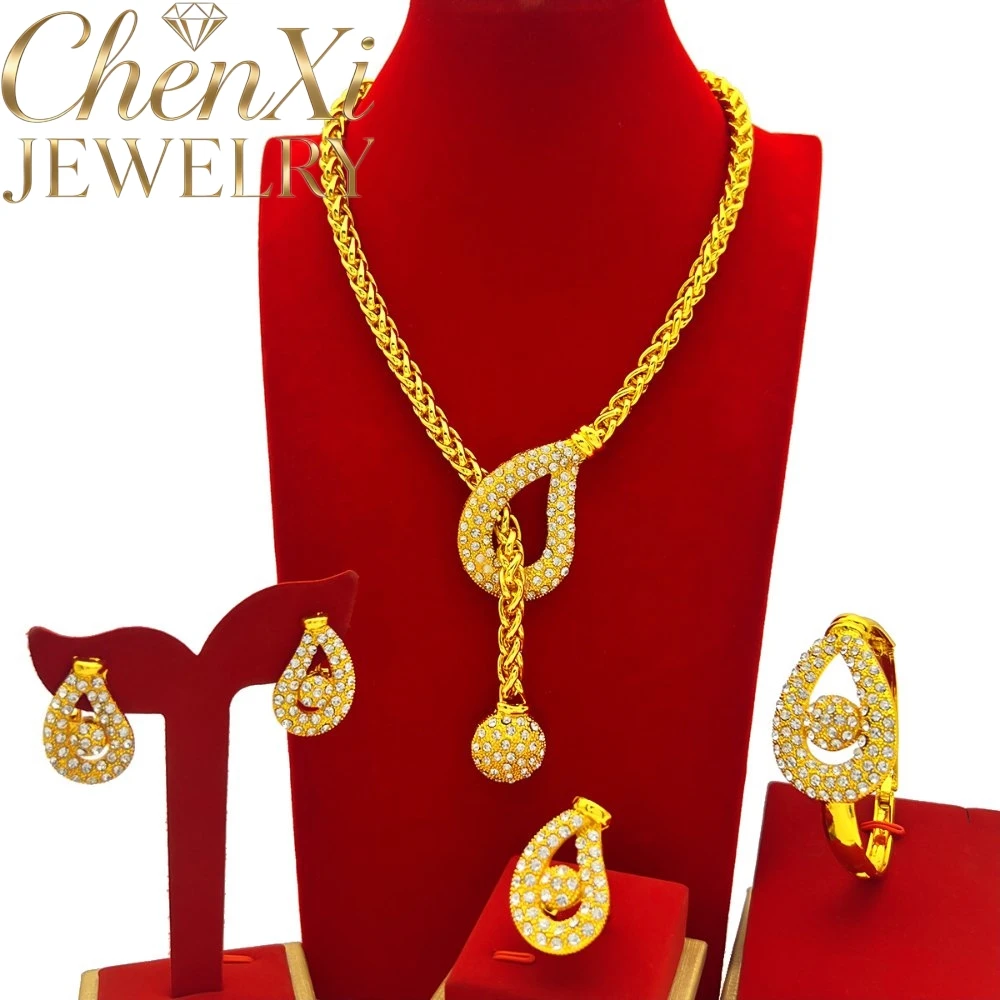 High-End Luxury Elegant Alluvial Gold Fashion Popular Jewelry Set Women Wedding Party Banquet Necklace Earrings Ring 4pcs Gift
High-End Luxury Elegant Alluvial Gold Fashion Popular Jewelry Set Women Wedding Party Banquet Necklace Earrings Ring 4pcs Gift