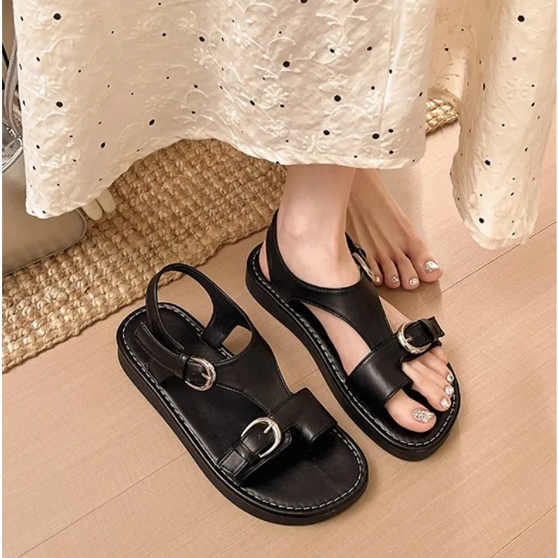 French Niche Fashion Flat Leather Belt Buckle Summer Sandals for Women, 2026 New Style, Casual Beach Roman Women's Sandals,35-40
French Niche Fashion Flat Leather Belt Buckle Summer Sandals for Women, 2026 New Style, Casual Beach Roman Women's Sandals,35-40