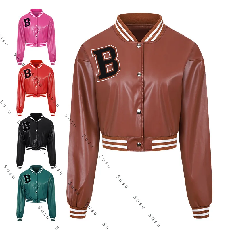 2025 new women's leather jacket casual thin spring and autumn coat women's trend locomotive clothing baseball clothing PU leathe 
2025 new women's leather jacket casual thin spring and autumn coat women's trend locomotive clothing baseball clothing PU leathe