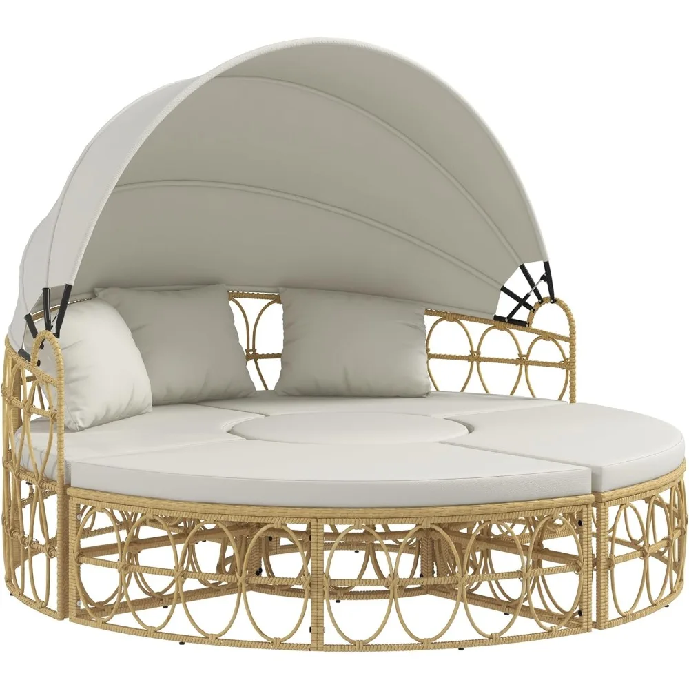 Garden Furniture Sets,Round Outdoor Daybed with Washable Couch Cushions, Hollow Wicker PE Rattan Sectional Sofa
Garden Furniture Sets,Round Outdoor Daybed with Washable Couch Cushions, Hollow Wicker PE Rattan Sectional Sofa