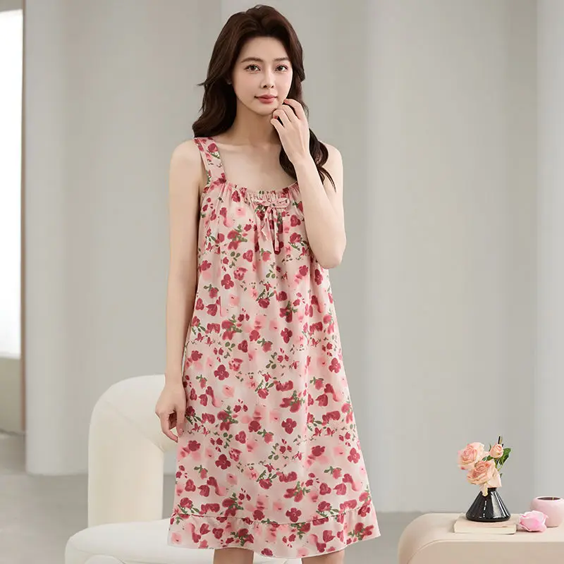 Suitable Nightgown for Women's Summer Thin Retro Dress Korean Fashionable Print Pajamas Loose Lingererie Long Sleeve Pajama Cute
Suitable Nightgown for Women's Summer Thin Retro Dress Korean Fashionable Print Pajamas Loose Lingererie Long Sleeve Pajama Cute