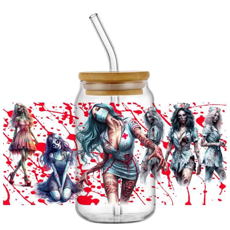 Zombie Nurse Design UV DTF Decal Wrap For 16oz Libbey Glass 3D New Design Car Sticker Cup Wraps
Zombie Nurse Design UV DTF Decal Wrap For 16oz Libbey Glass 3D New Design Car Sticker Cup Wraps