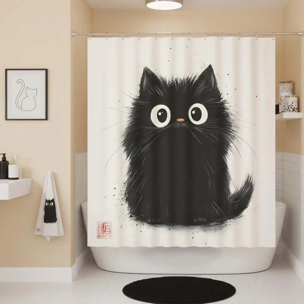 Stylish Black Cat Shower Curtain Waterproof Bathroom Decor Novelty Pet Lover Shower Liner for Modern Bathroom Home Design
Stylish Black Cat Shower Curtain Waterproof Bathroom Decor Novelty Pet Lover Shower Liner for Modern Bathroom Home Design