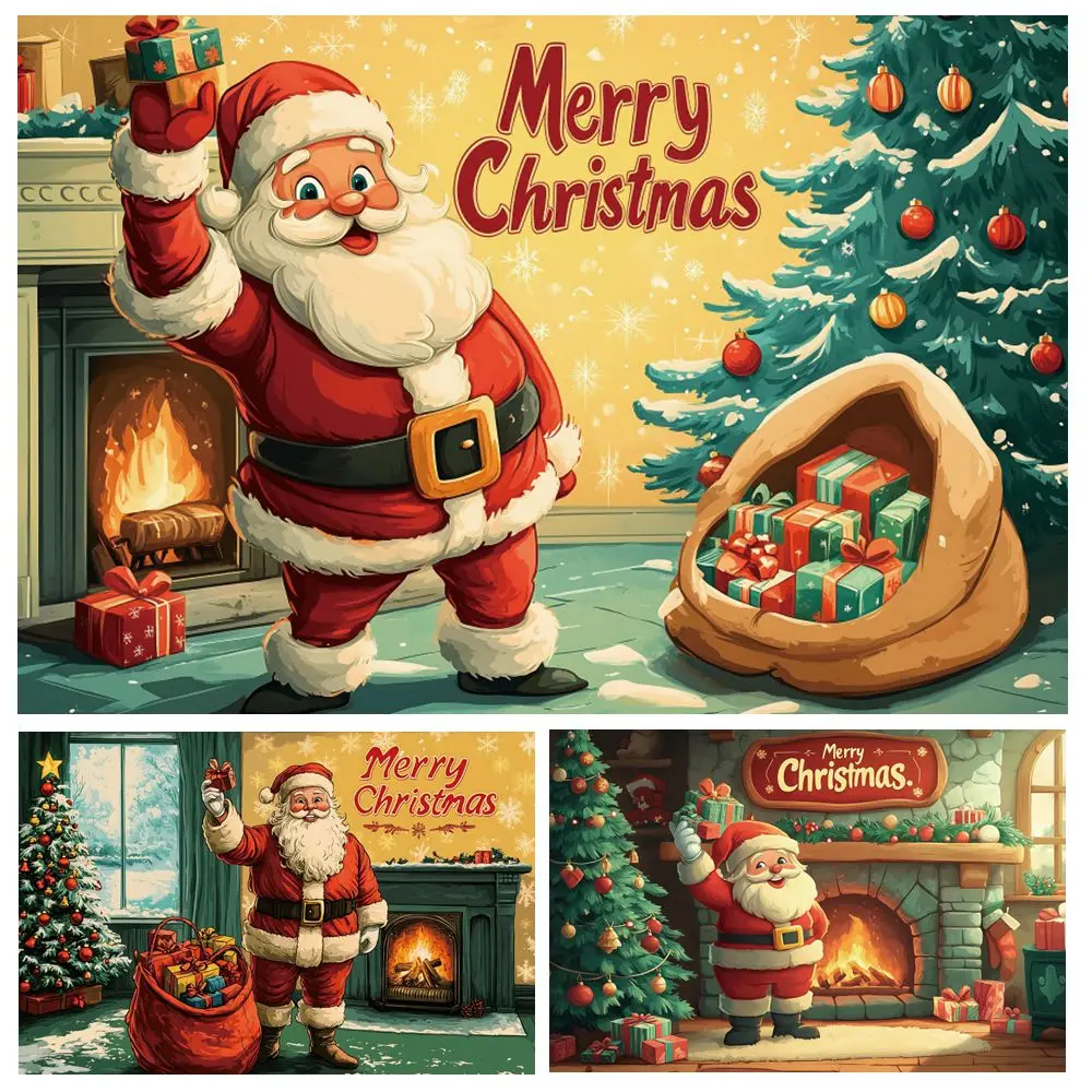 Merry Christmas Santa Claus Backdrop Xmas Tree Gifts Fireplace Christmas Eve Party Children Portrait Photography Background
Merry Christmas Santa Claus Backdrop Xmas Tree Gifts Fireplace Christmas Eve Party Children Portrait Photography Background