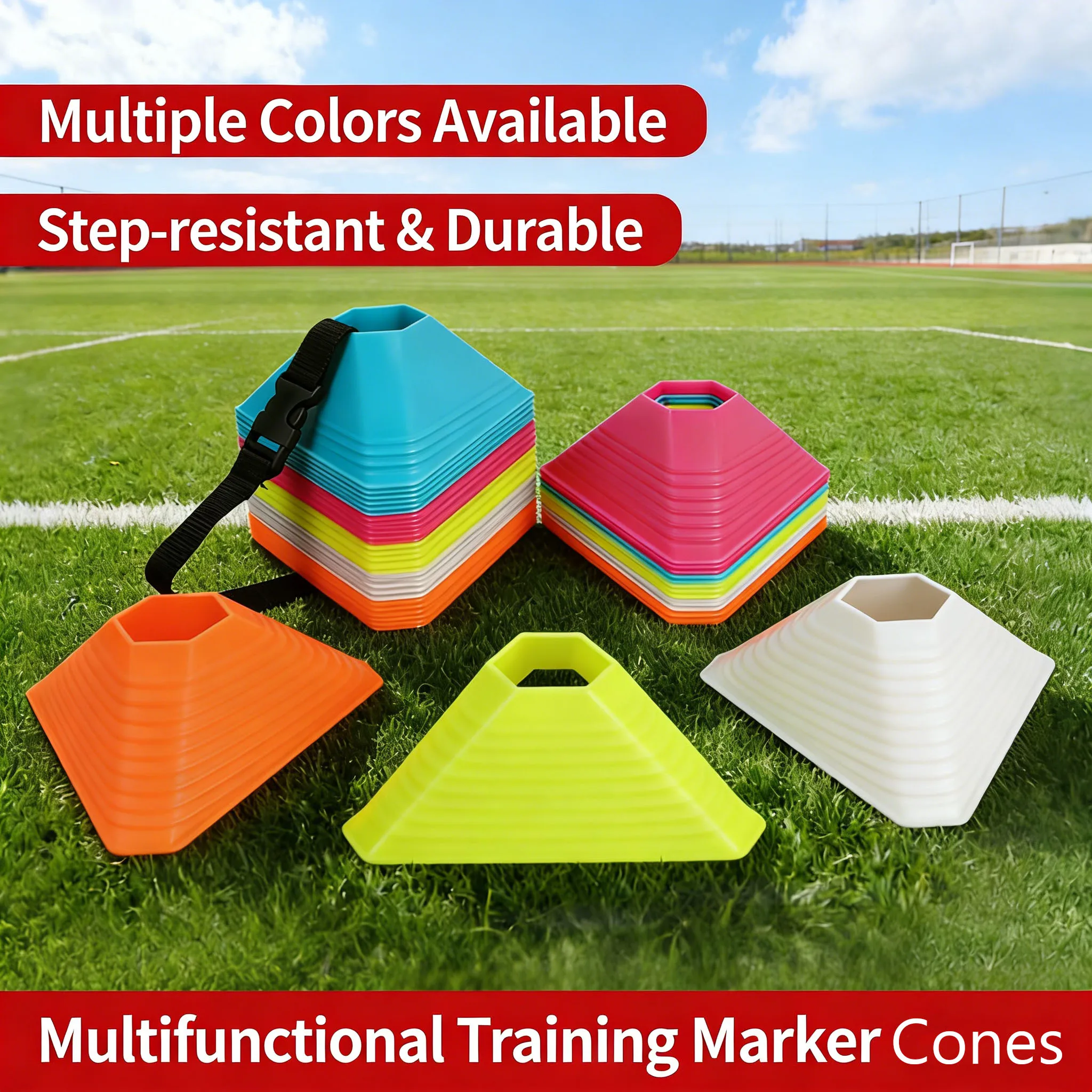 Flexible Agility Soccer Cones - Multi-Color Plastic Training Cones for Soccer Basketball Coaches
Flexible Agility Soccer Cones - Multi-Color Plastic Training Cones for Soccer Basketball Coaches