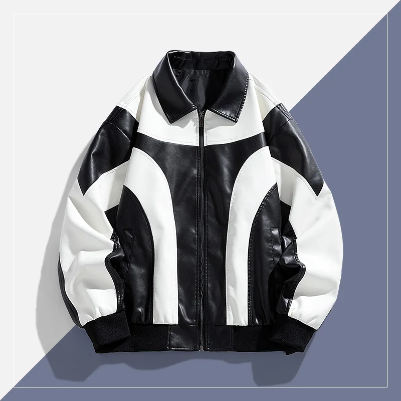 Men's Autumn Jacket,Fashionable and Comfortable Baseball Jacket with Leather Sleeves,Motorcycle Coat with Buttons,College Style
Men's Autumn Jacket,Fashionable and Comfortable Baseball Jacket with Leather Sleeves,Motorcycle Coat with Buttons,College Style