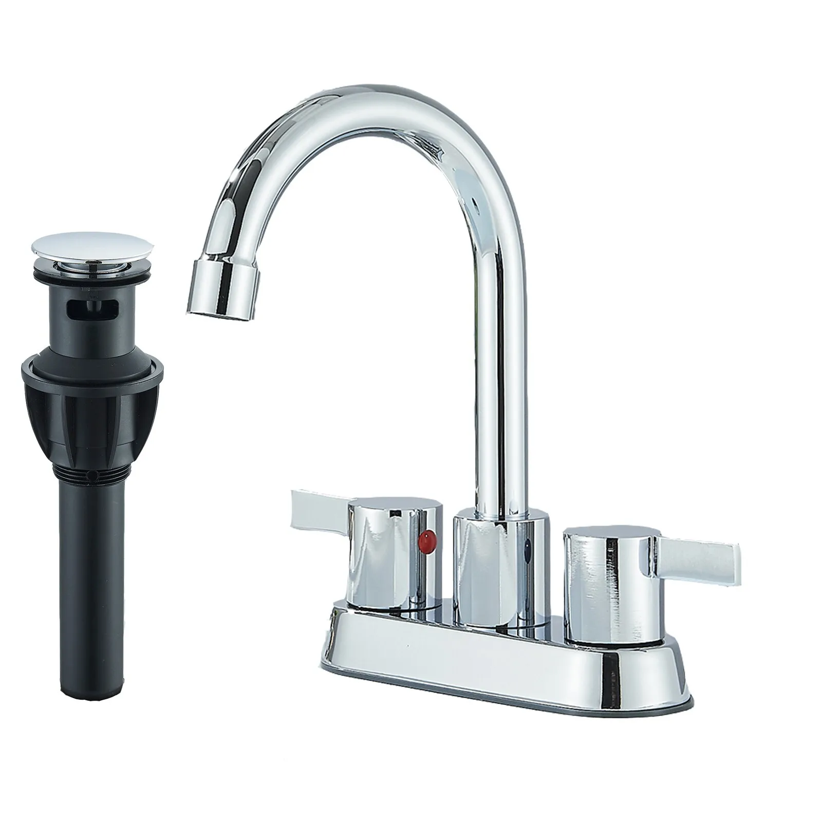 Chrome 2-Hole 2-Mixer Vanity Handle Bathroom Sink Faucet with Drain
Chrome 2-Hole 2-Mixer Vanity Handle Bathroom Sink Faucet with Drain