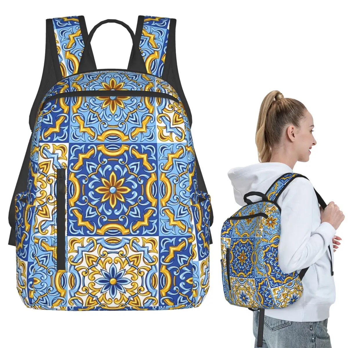 Blue Portuguese Tile Backpack Student BookBag Children School Bag Computer Shoulder Bags Boys Girls
Blue Portuguese Tile Backpack Student BookBag Children School Bag Computer Shoulder Bags Boys Girls
