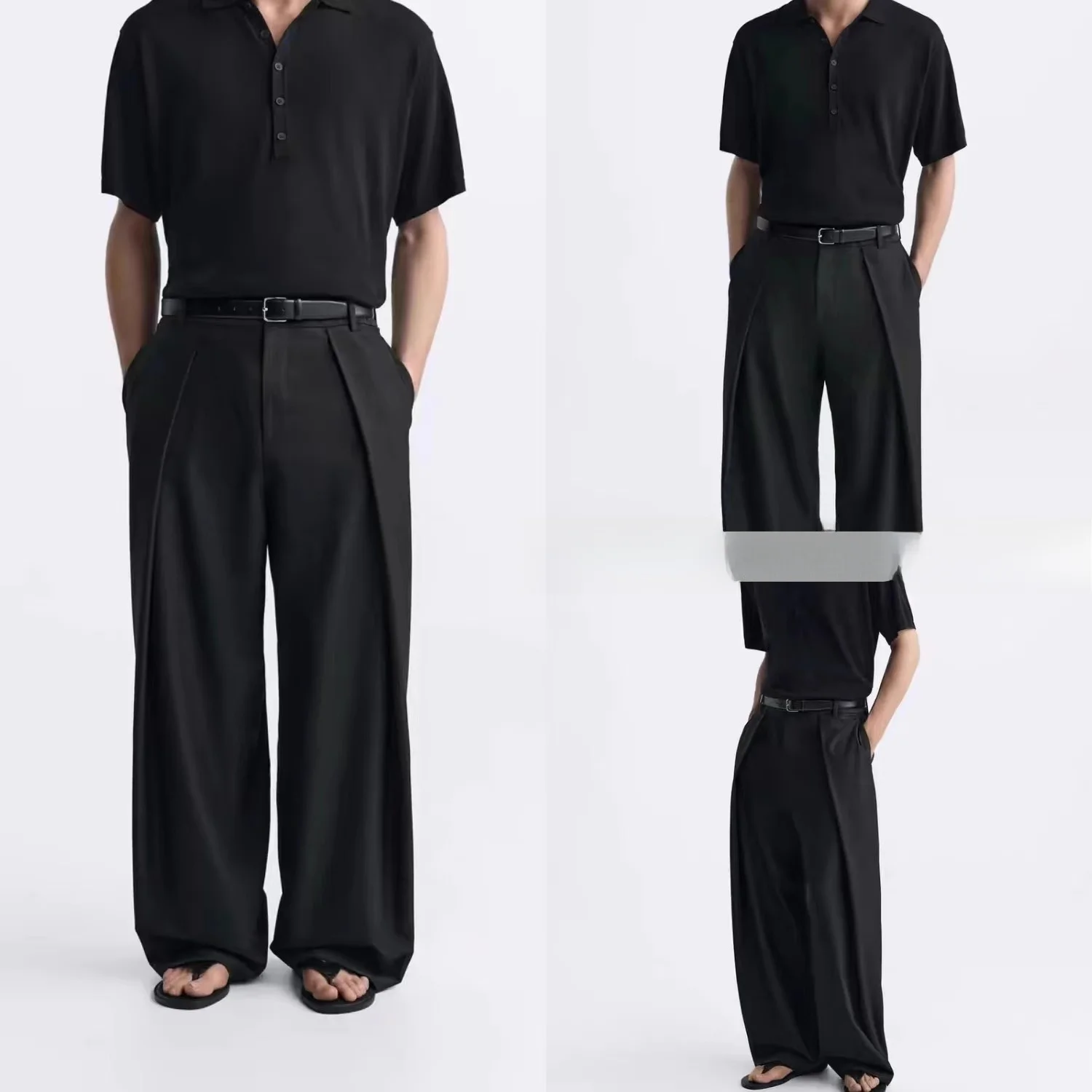 Bla Pleated Decorated Loose Wide Leg Casual Long Pants Autumn New Arrival Men's Faion Youthful Vitali Sle Pure Color
Bla Pleated Decorated Loose Wide Leg Casual Long Pants Autumn New Arrival Men's Faion Youthful Vitali Sle Pure Color
