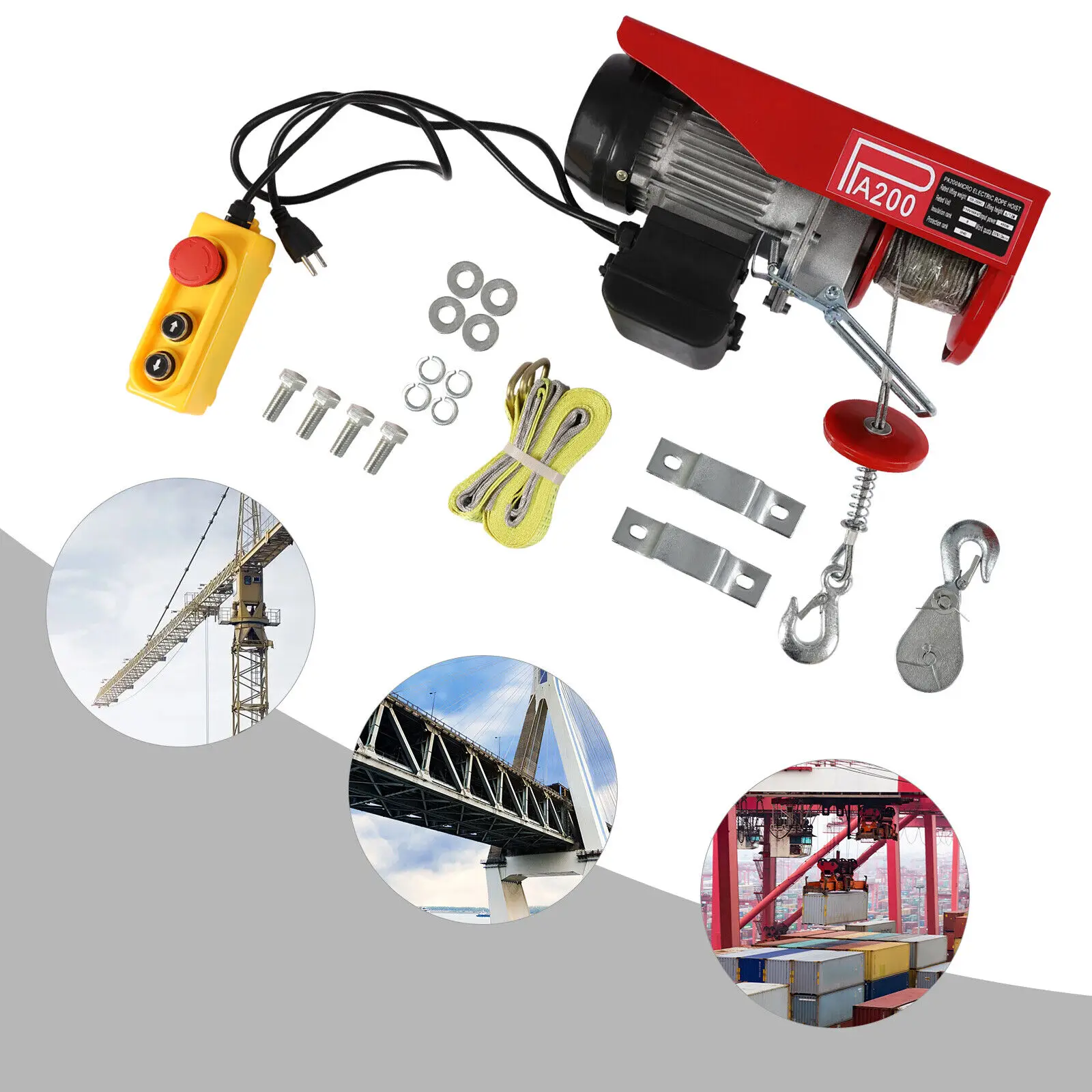 100kg/220lbs Electric Hoist Lifting Crane Cable Hoist Winch for Boat Car Garage Elevator w/ Wired Remote Control Lifter
100kg/220lbs Electric Hoist Lifting Crane Cable Hoist Winch for Boat Car Garage Elevator w/ Wired Remote Control Lifter