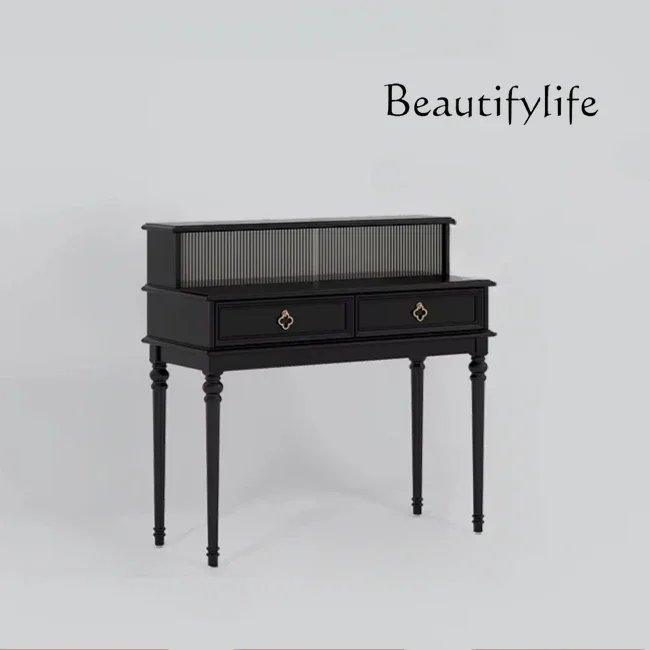 N American retro solid wood dresser small bedroom black dressing table French dressing table
N American retro solid wood dresser small bedroom black dressing table French dressing table