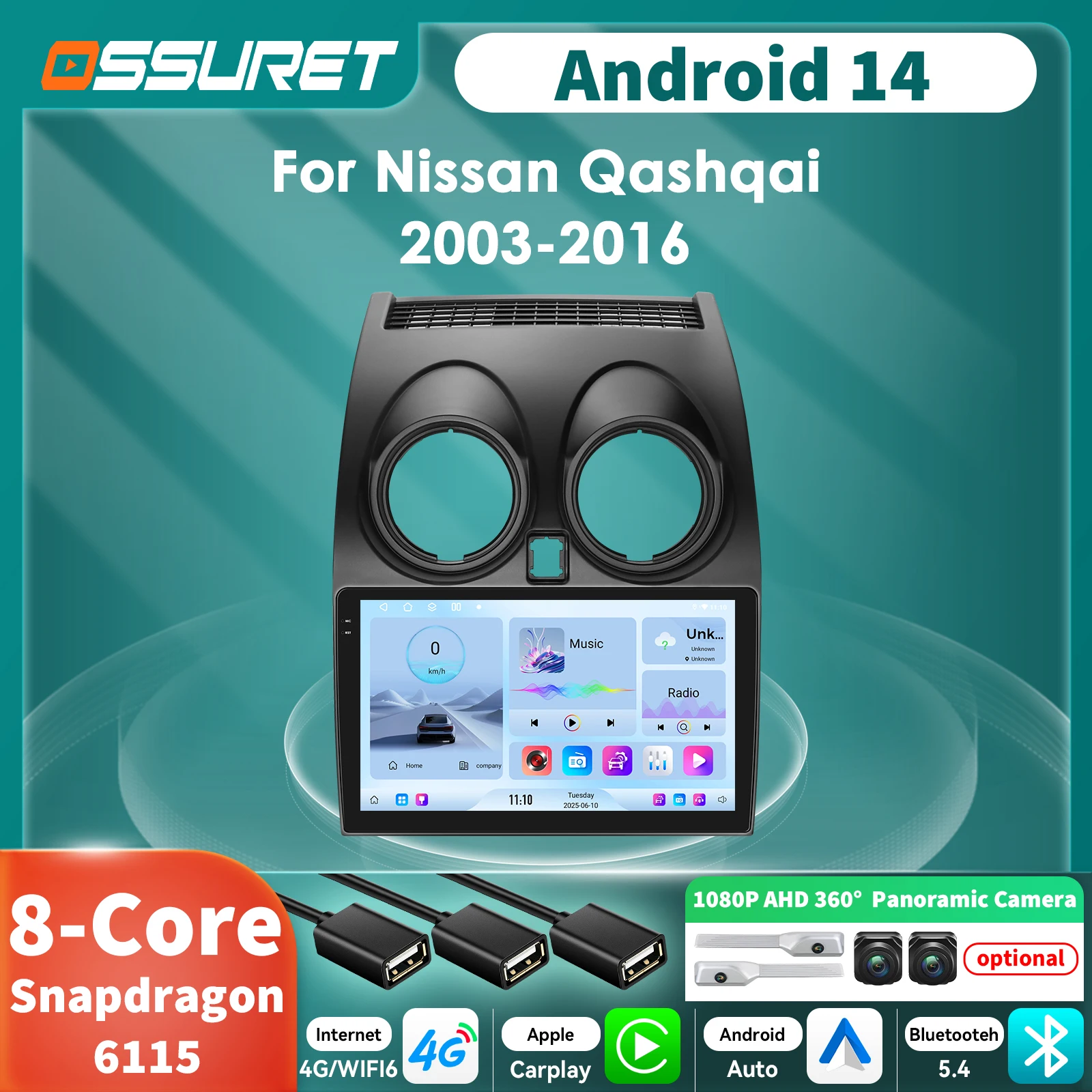 Android 14 Bysnapdragon 6115 Car radio For Nissan qashqai j10 2006-2013 Multimedia Carplay Android Auto car intelligent systems
Android 14 Bysnapdragon 6115 Car radio For Nissan qashqai j10 2006-2013 Multimedia Carplay Android Auto car intelligent systems