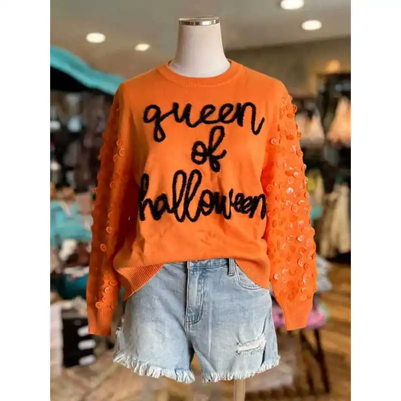 Женский свитер с вышивкой букв и пайетками в стиле Хэллоуин, шорты с низкой талией из бамбукового волокна
Женский свитер с вышивкой букв и пайетками в стиле Хэллоуин, шорты с низкой талией из бамбукового волокна