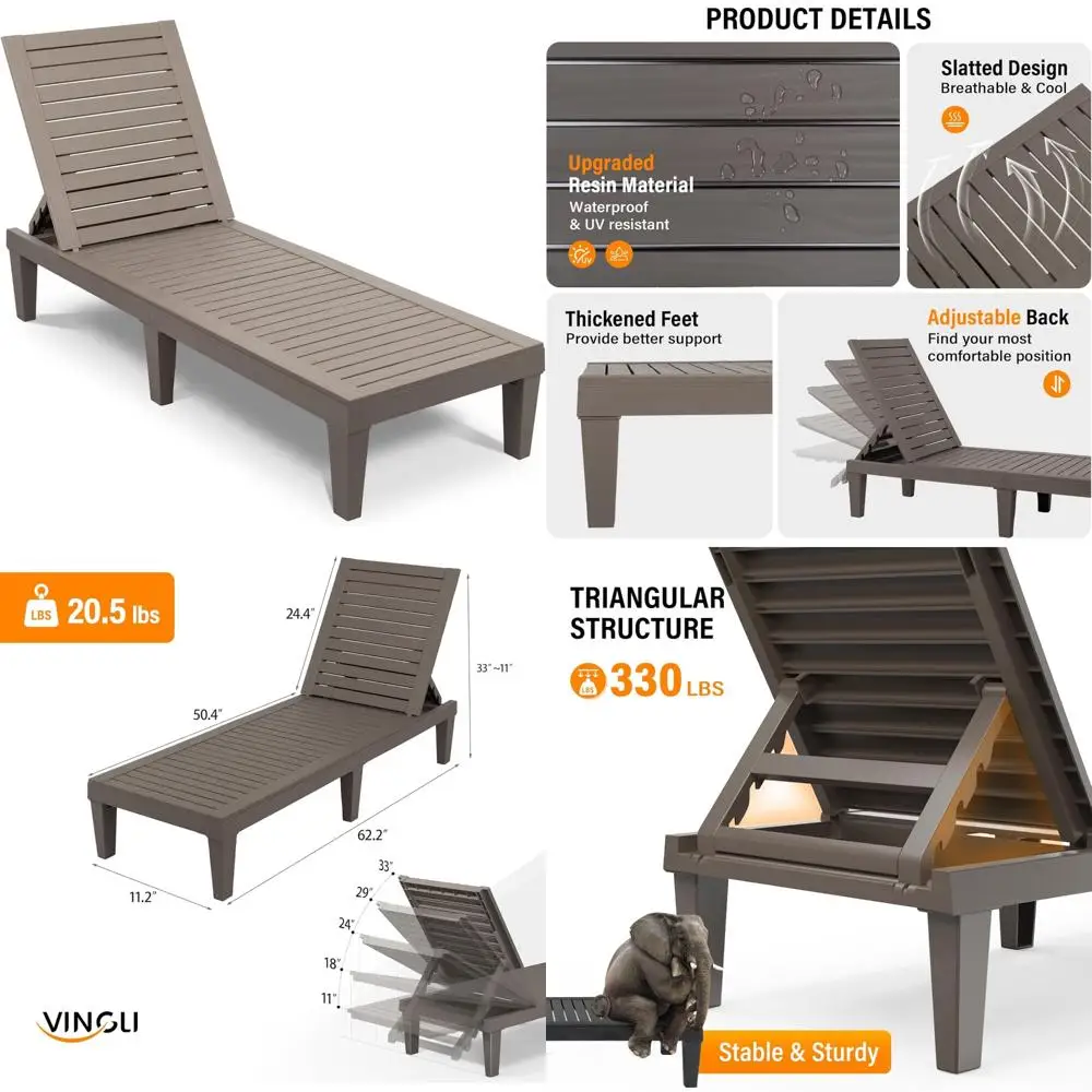 Регулируемый водонепроницаемый уличный шезлонг для бассейна и патио, простая сборка, светло-серо-коричневый
Регулируемый водонепроницаемый уличный шезлонг для бассейна и патио, простая сборка, светло-серо-коричневый