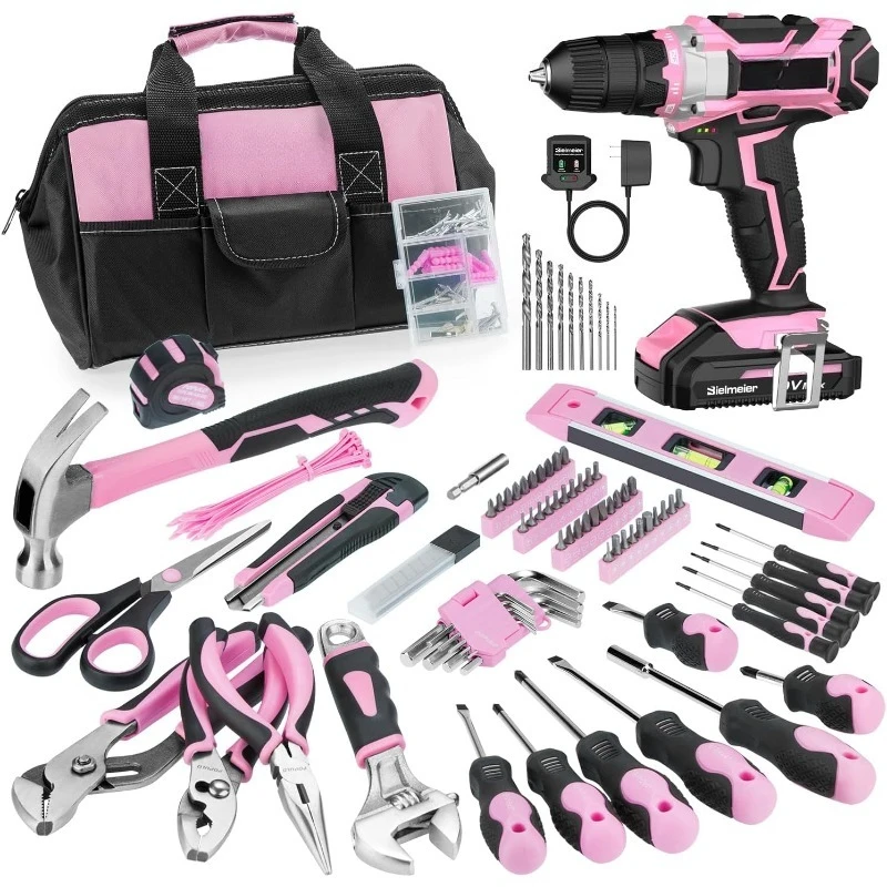 20V 236Pcs Cordless Pink Drill Set for Women, Lady’s Essential Home Tool Kit with Pink Bag, Perfect DIY Electric
20V 236Pcs Cordless Pink Drill Set for Women, Lady’s Essential Home Tool Kit with Pink Bag, Perfect DIY Electric