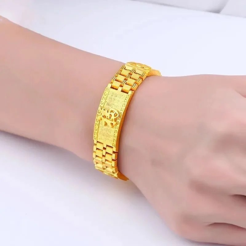 Luxury 24K 9999 Pure Gold real gold Men's Fu Character Men's Bracelet Baifu Watch Chain Classic Boss Bracelet
Luxury 24K 9999 Pure Gold real gold Men's Fu Character Men's Bracelet Baifu Watch Chain Classic Boss Bracelet