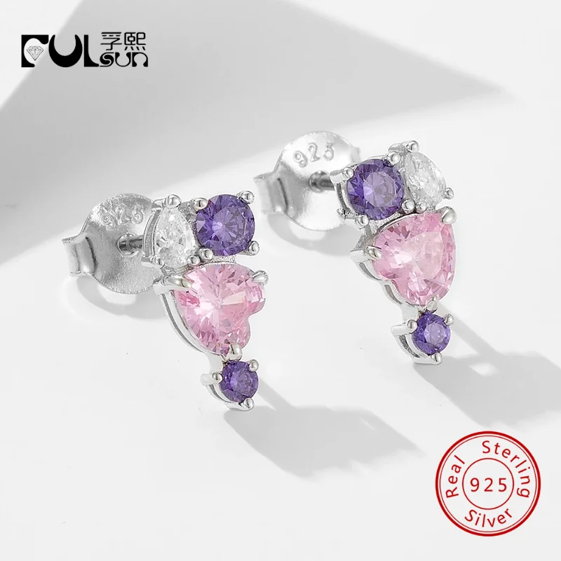 925 Sterling Silver 14K Gold Rhodium Plated Multi Shape Heart Purple Pink CZ Stud Earrings Colorful Zircon Dainty Jewelry
925 Sterling Silver 14K Gold Rhodium Plated Multi Shape Heart Purple Pink CZ Stud Earrings Colorful Zircon Dainty Jewelry