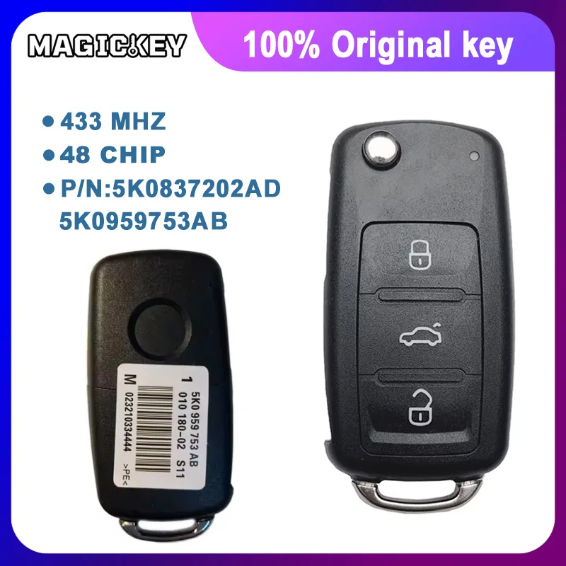Original Remote Key for VW VOLKSWAGEN 5K0837202AD Beetle Caddy Eos Golf Jetta Polo Scirocco Tiguan Touran UP 5K0 837 202 AD
Original Remote Key for VW VOLKSWAGEN 5K0837202AD Beetle Caddy Eos Golf Jetta Polo Scirocco Tiguan Touran UP 5K0 837 202 AD