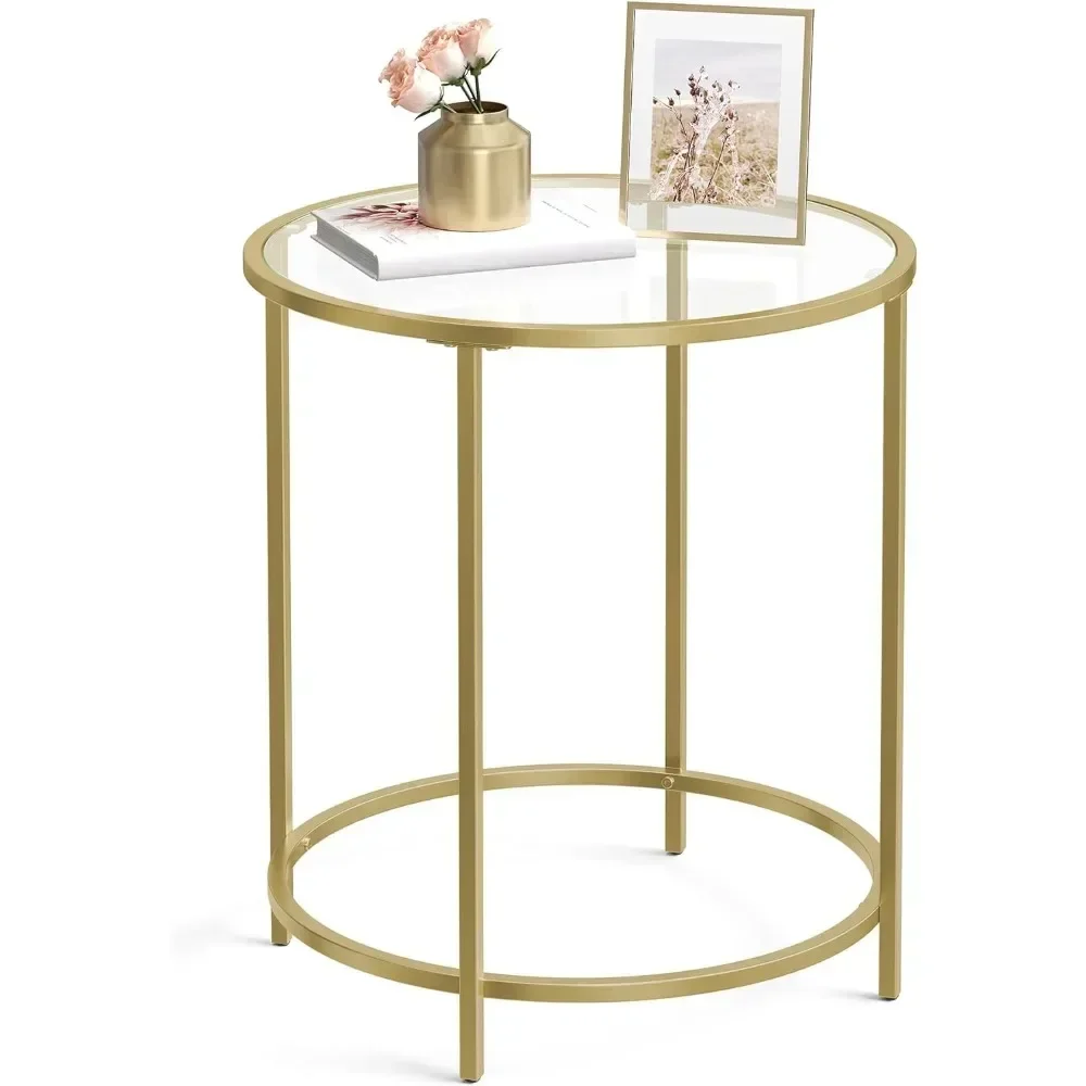 Round Side Table, Glass End Table with Metal Frame, Gold Coffee Table with Modern Style, for Living Room, Balcony, Bedroom,
Round Side Table, Glass End Table with Metal Frame, Gold Coffee Table with Modern Style, for Living Room, Balcony, Bedroom,