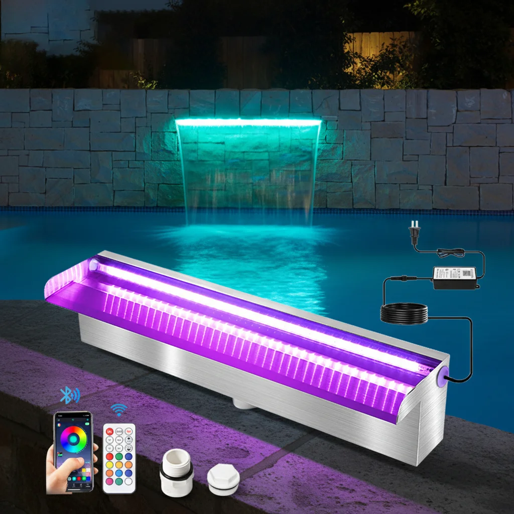 APP Controller Rgb Stainless Steel Water Blade Outdoor Garden Backyard Fountain Led Water Descent with Light
APP Controller Rgb Stainless Steel Water Blade Outdoor Garden Backyard Fountain Led Water Descent with Light