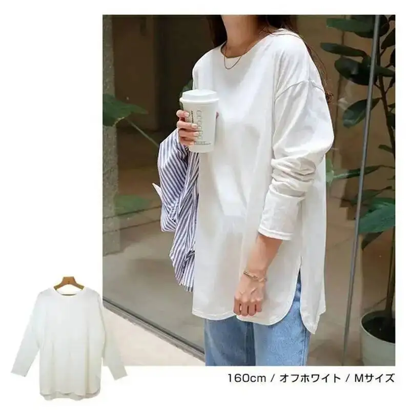 New Japanese and Korean 5 Colors Autumn Winter Loose Casual Solid Color Round Neck Long Sleeve Women's Pure Cotton Base Long
New Japanese and Korean 5 Colors Autumn Winter Loose Casual Solid Color Round Neck Long Sleeve Women's Pure Cotton Base Long