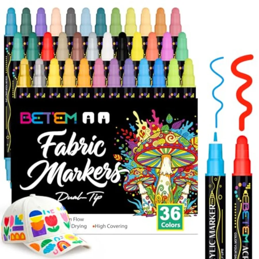 36 Colors Dual Tip Acrylic Paint Markers, Fabric Decorating Kits Premium Water-Based Acrylic Paint Pens Art Supplies for Fabric
36 Colors Dual Tip Acrylic Paint Markers, Fabric Decorating Kits Premium Water-Based Acrylic Paint Pens Art Supplies for Fabric