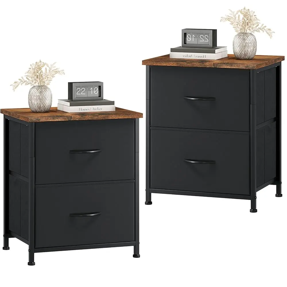 Nightstand Set Of 2, Small Dresser For Bedroom With 2 Drawers,Night Stand Bedside Table End Table With Fabric Bins For Bedroom
Nightstand Set Of 2, Small Dresser For Bedroom With 2 Drawers,Night Stand Bedside Table End Table With Fabric Bins For Bedroom