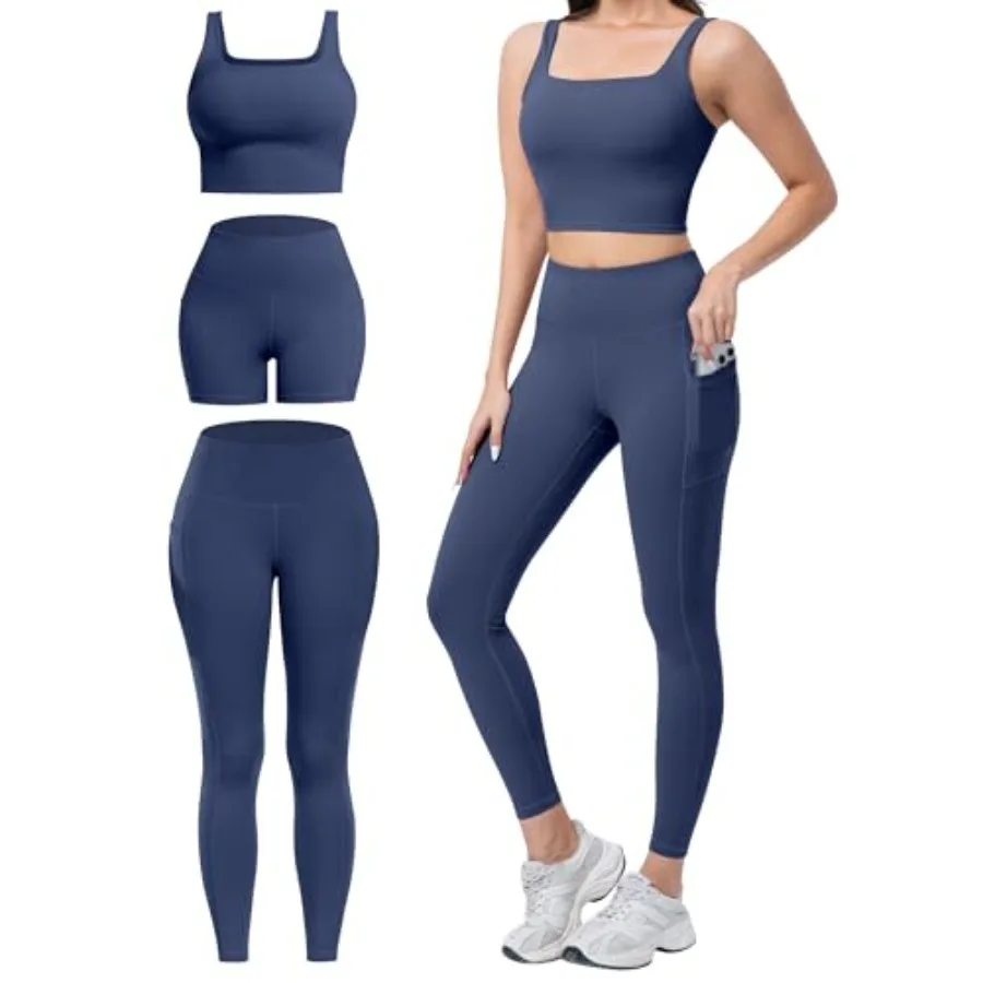 3 Pcs Workout Sets for Women High Waisted Leggings with Pockets Tummy Control Biker Shorts Yoga Sports Bra
3 Pcs Workout Sets for Women High Waisted Leggings with Pockets Tummy Control Biker Shorts Yoga Sports Bra
