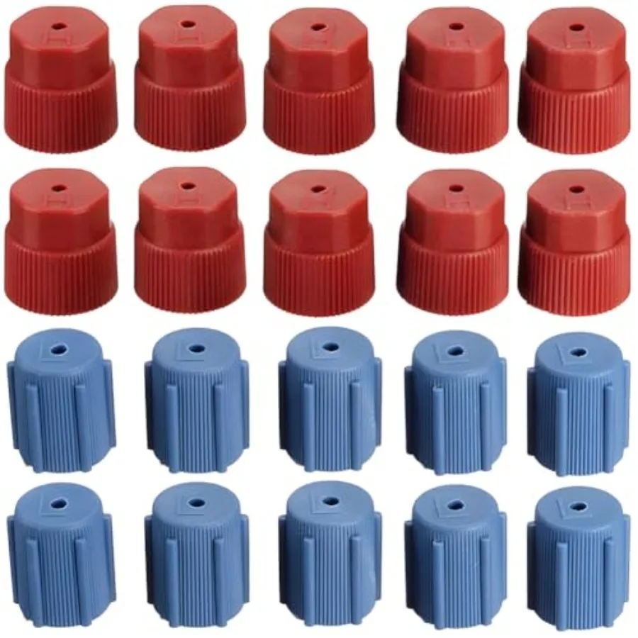 20Pcs Vehicle Air Conditioner Valve Core, Cap High and Low Pressure AC Refrigerant Port Cap 10 Sets Red High + 10 Sets Blue Low
20Pcs Vehicle Air Conditioner Valve Core, Cap High and Low Pressure AC Refrigerant Port Cap 10 Sets Red High + 10 Sets Blue Low
