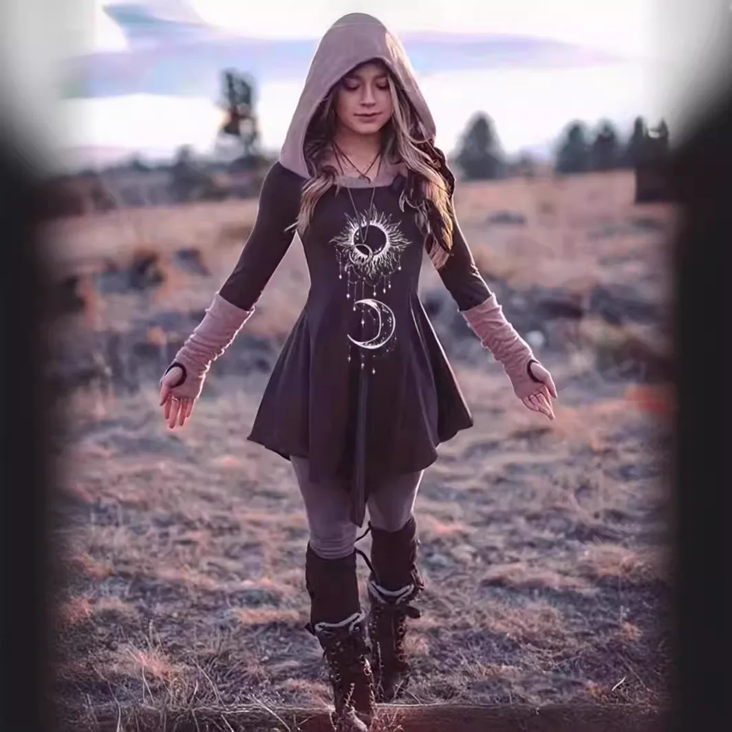 Gothic Hooded Dress Women Vintage Personality Dresses Gothic Dresses Jumpsuit Playsuit
Gothic Hooded Dress Women Vintage Personality Dresses Gothic Dresses Jumpsuit Playsuit