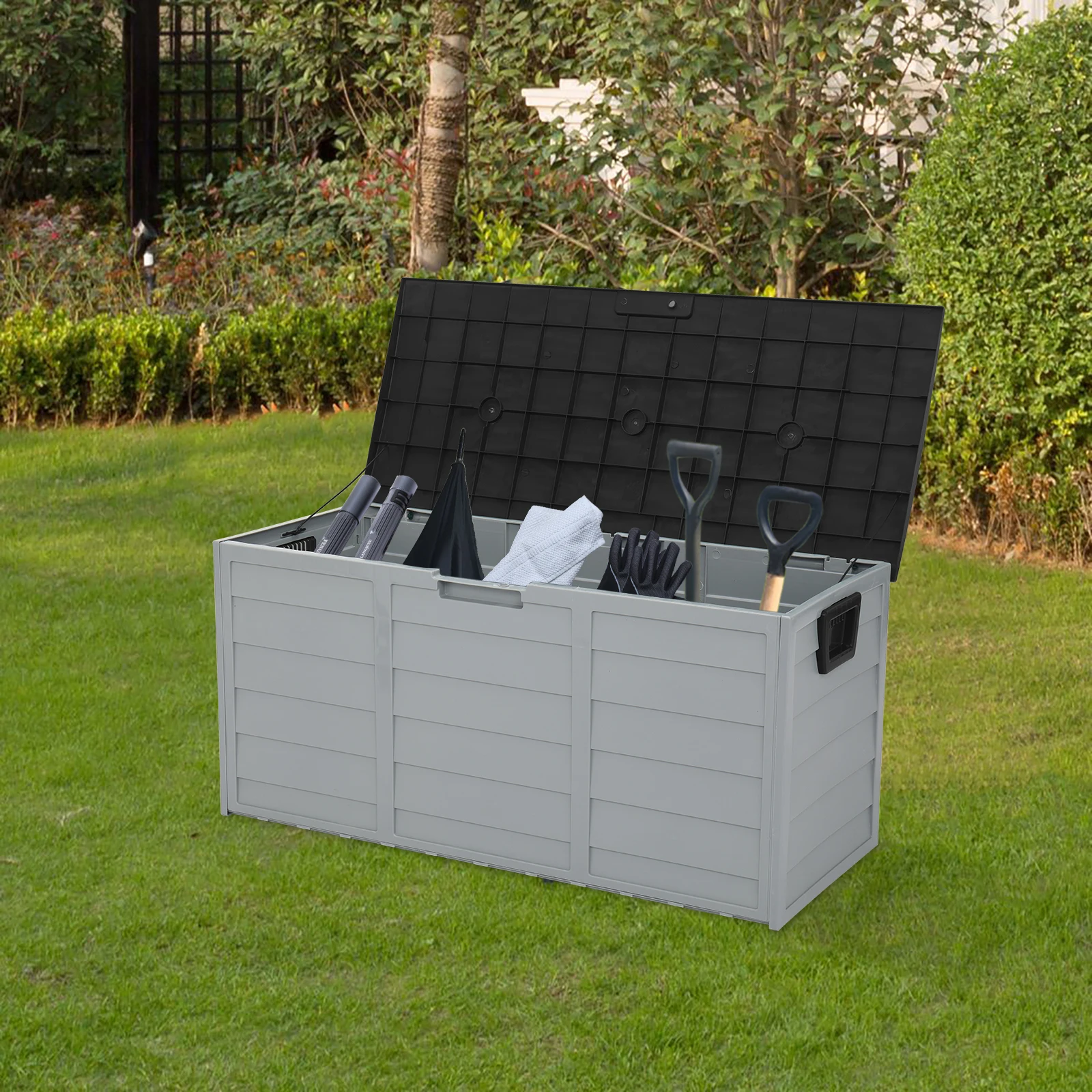 75gal 260L Outdoor Garden Plastic Storage Deck Box Chest Tools Cushions Toys Lockable Seat Courtyard storage
75gal 260L Outdoor Garden Plastic Storage Deck Box Chest Tools Cushions Toys Lockable Seat Courtyard storage