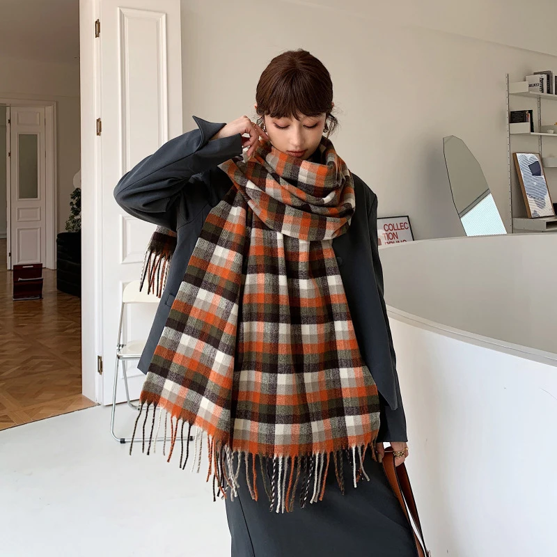 Elegant Scarf For Women Imitation Cashmere Vintage Tassel Plaid Winter Casual Student Warm Female Thick Blanket Long Wrap Shawl
Elegant Scarf For Women Imitation Cashmere Vintage Tassel Plaid Winter Casual Student Warm Female Thick Blanket Long Wrap Shawl
