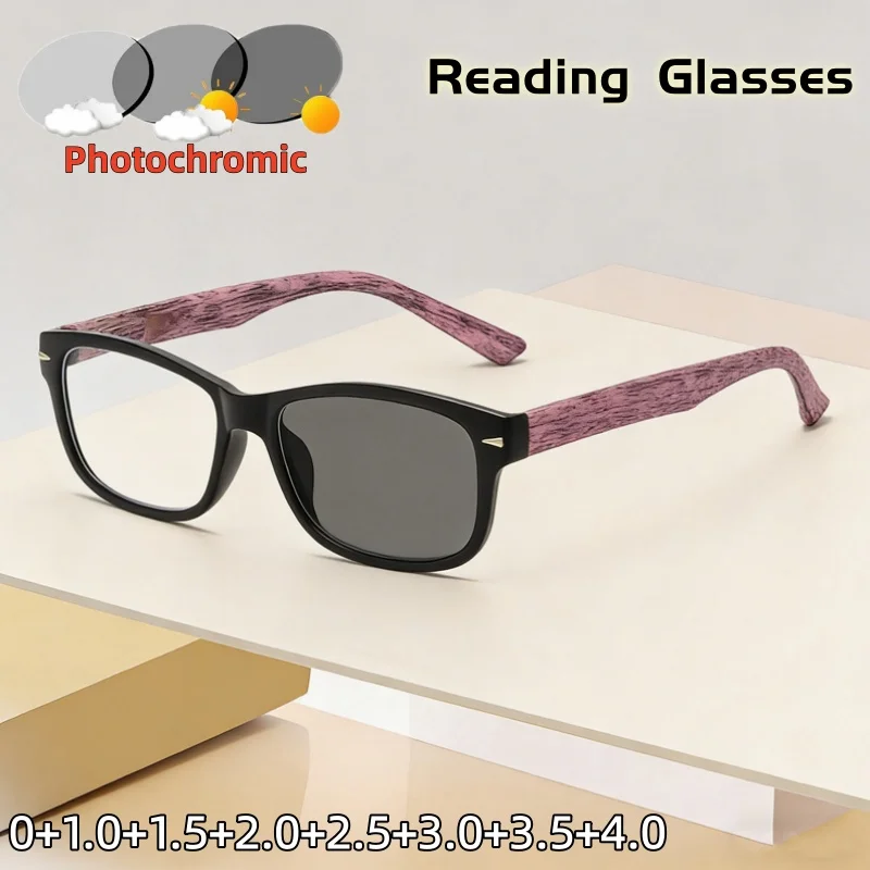 Classic Square Wood-grain Legs Photochromic Presbyopia Glasses Men's & Women's Business Comfortable Eyeglasses 0 To +4.0
Classic Square Wood-grain Legs Photochromic Presbyopia Glasses Men's & Women's Business Comfortable Eyeglasses 0 To +4.0