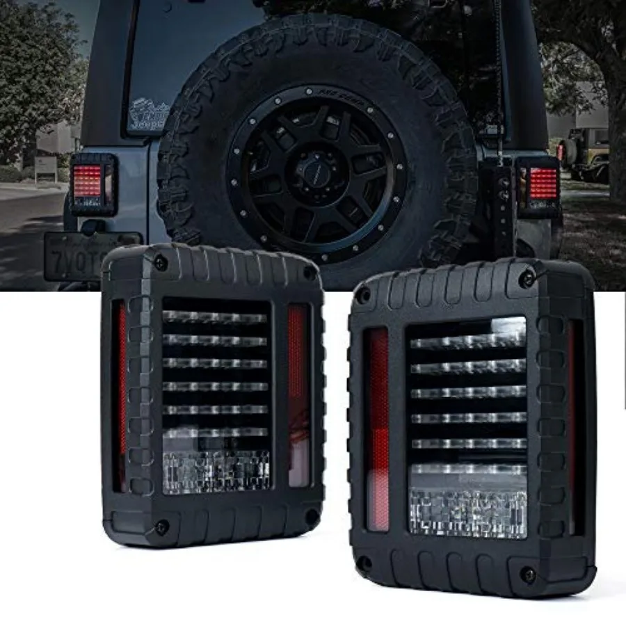 Tail Lights with Rear Brake Turn Signal and Reverse Lighting Function LED Rear Lights Compatible with 2007-2018 Jeep Wrangler J
Tail Lights with Rear Brake Turn Signal and Reverse Lighting Function LED Rear Lights Compatible with 2007-2018 Jeep Wrangler J