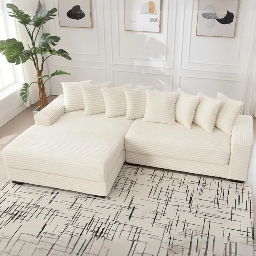L-Shaped Corduroy Sectional Sofa with Chaise, Oversized Lounge, 8 Pillows, Ideal for Living Room, Office, Hotel, Bedroom, Beige
L-Shaped Corduroy Sectional Sofa with Chaise, Oversized Lounge, 8 Pillows, Ideal for Living Room, Office, Hotel, Bedroom, Beige