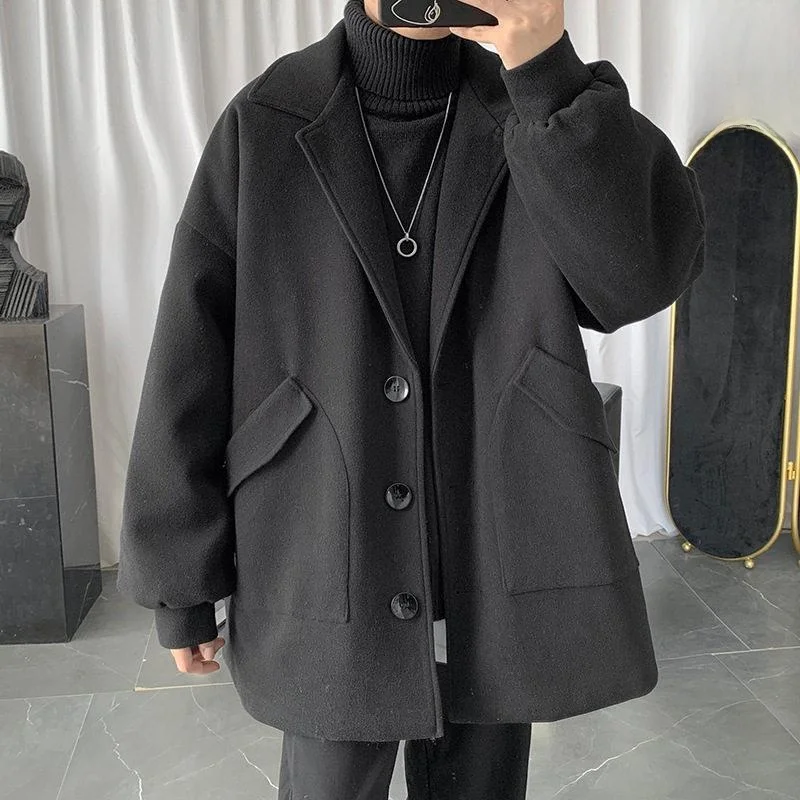 Trendy Thickened Woolen Coat Winter Men's Windbreaker Jacket Mid-Length Korean Style Handsome Casual Outerwear Coat
Trendy Thickened Woolen Coat Winter Men's Windbreaker Jacket Mid-Length Korean Style Handsome Casual Outerwear Coat