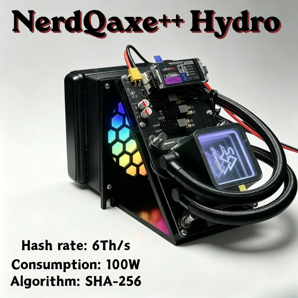 Bitaxe NerdQaxe++ Hydro Rev6.1 Black Triangle 6Th/s 100W Liquid Cooled Solo Bitcoin ASIC Mining Machine
Bitaxe NerdQaxe++ Hydro Rev6.1 Black Triangle 6Th/s 100W Liquid Cooled Solo Bitcoin ASIC Mining Machine