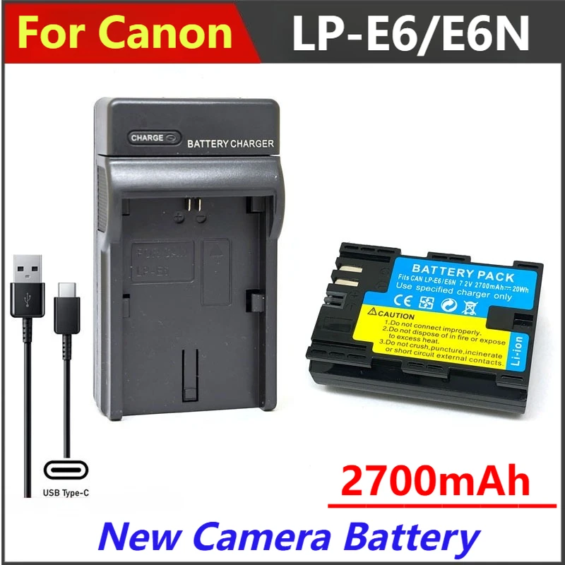 2700mAh LP-E6 LP-E6N Battery Charger For Canon EOS 5DS R 5D Mark II III IV 5D2 5D3 5D4 6D 60Da 7D 7D2 70D 80D 90D R5 R6
2700mAh LP-E6 LP-E6N Battery Charger For Canon EOS 5DS R 5D Mark II III IV 5D2 5D3 5D4 6D 60Da 7D 7D2 70D 80D 90D R5 R6