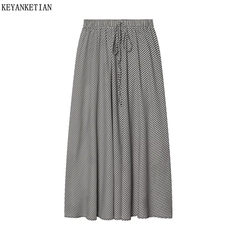 KEYANKETIAN 2026 New Women's Retro style Pockets Gingham Midi Skirt Elastic Waist Tie Front A Line Casual Flared Long Skirts
KEYANKETIAN 2026 New Women's Retro style Pockets Gingham Midi Skirt Elastic Waist Tie Front A Line Casual Flared Long Skirts