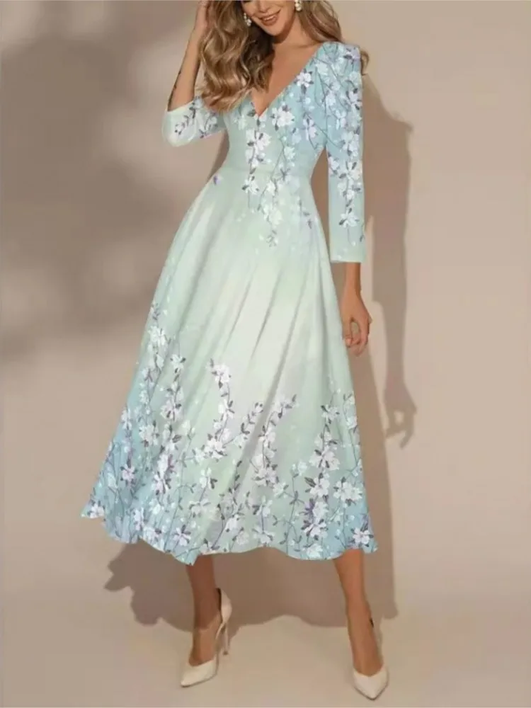 Women's Elegant Floral Print Dress Fashion V Neck Long Sleeve Loose Dresses For Women Casual Party Skirts Womens Clothing Spring
Women's Elegant Floral Print Dress Fashion V Neck Long Sleeve Loose Dresses For Women Casual Party Skirts Womens Clothing Spring
