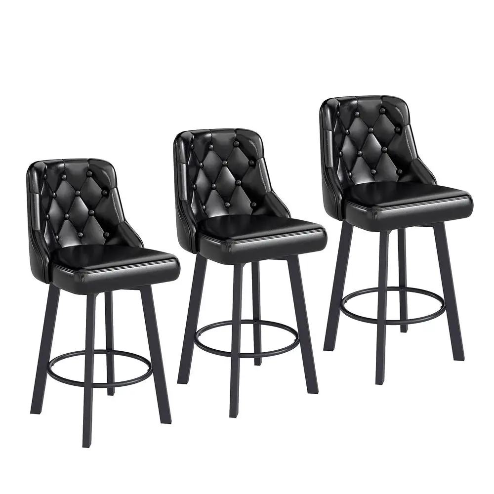 Bar Stools Set of 3, 26 Tufted Modern Counter Height Barstools with Back amp Footrest amp Metal Leg, Faux Leather Upholstered B
Bar Stools Set of 3, 26 Tufted Modern Counter Height Barstools with Back amp Footrest amp Metal Leg, Faux Leather Upholstered B