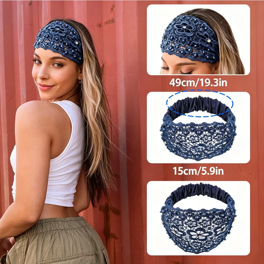 Elegant Elastic Lace Headbands for Women–3 Pack Wide Floral Lace Crochet Headband Studded With Bead&Rhinestones,Vintage Style Eyelet Head band Hair Accessories
Elegant Elastic Lace Headbands for Women–3 Pack Wide Floral Lace Crochet Headband Studded With Bead&Rhinestones,Vintage Style Eyelet Head band Hair Accessories
