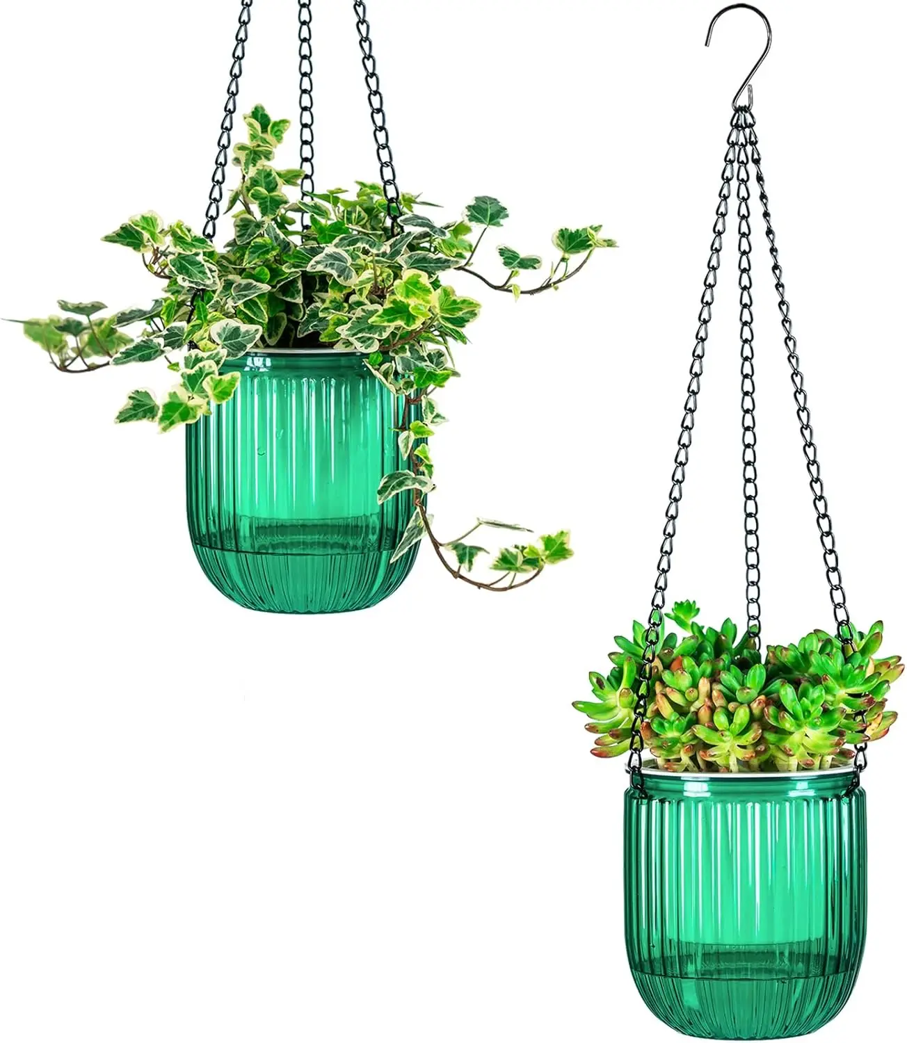 4.5" Self-Watering Hanging Planters 2-Pack with Visible Water Level, Drainage Holes & Hangers for Indoor Outdoor Plants
4.5" Self-Watering Hanging Planters 2-Pack with Visible Water Level, Drainage Holes & Hangers for Indoor Outdoor Plants