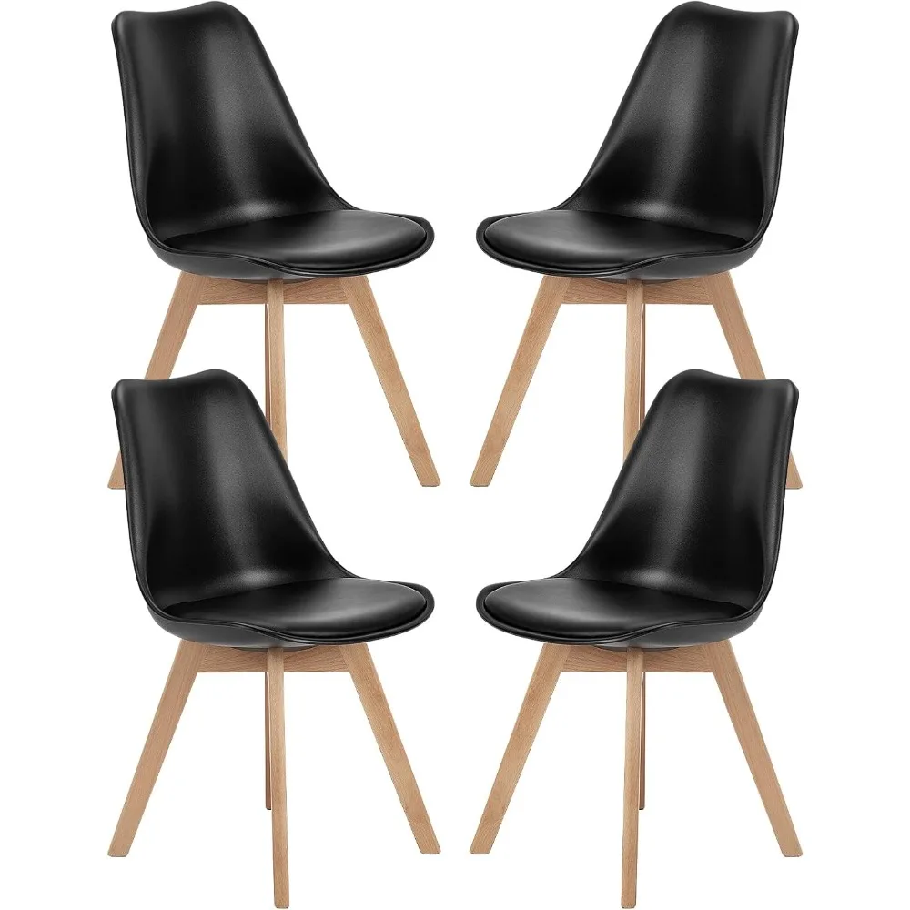 Dining Chairs Set of 4, Mid Century Modern Chairs, PU Leather Upholstered Chairs with Wood Legs, Kitchen Dining Room Chairs
Dining Chairs Set of 4, Mid Century Modern Chairs, PU Leather Upholstered Chairs with Wood Legs, Kitchen Dining Room Chairs