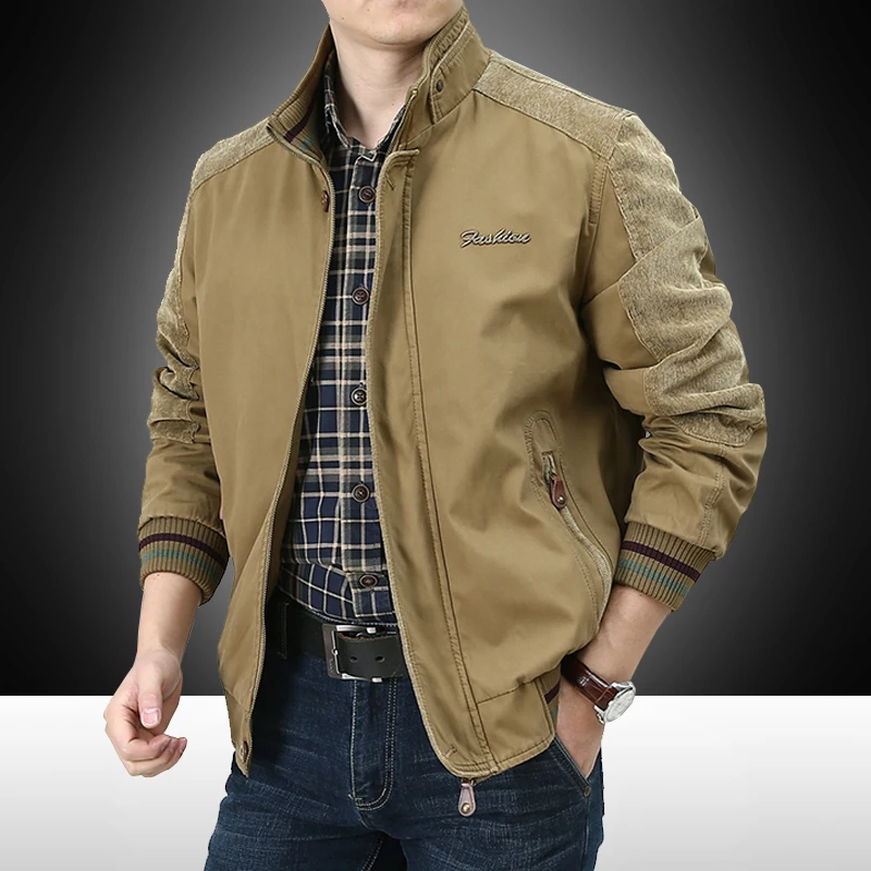 Men's Casual Cotton Jaet Autumn ort Loose Fit Dad Sle Stand Collar Outerwear Faion Urban Men's Clothing
Men's Casual Cotton Jaet Autumn ort Loose Fit Dad Sle Stand Collar Outerwear Faion Urban Men's Clothing