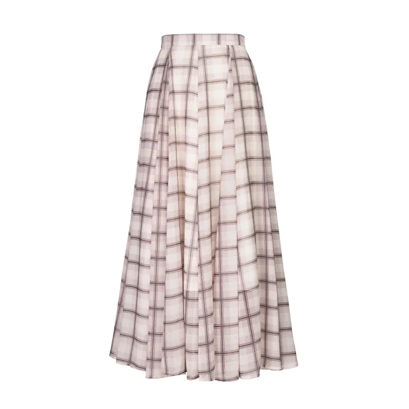 Women's Skirt Coffee Check Resort Style High Waist Pleated A Line Long Skirt Casual Spring Summer
Women's Skirt Coffee Check Resort Style High Waist Pleated A Line Long Skirt Casual Spring Summer