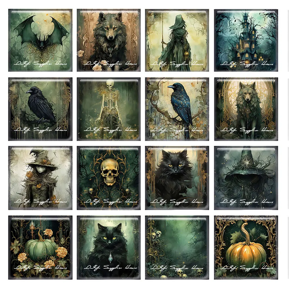10pcs/lots Halloween Gothic Green Scarecrow Skull Witch Bat Square Photo Glass Cabochon Demo Flat Back Cameo Diy Jewelry Making
10pcs/lots Halloween Gothic Green Scarecrow Skull Witch Bat Square Photo Glass Cabochon Demo Flat Back Cameo Diy Jewelry Making