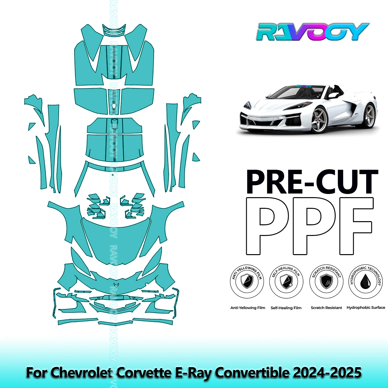 Car Precut PPF Paint Protection Film Full Vehicle For Chevrolet Corvette E-Ray Convertible 2024-2025
Car Precut PPF Paint Protection Film Full Vehicle For Chevrolet Corvette E-Ray Convertible 2024-2025