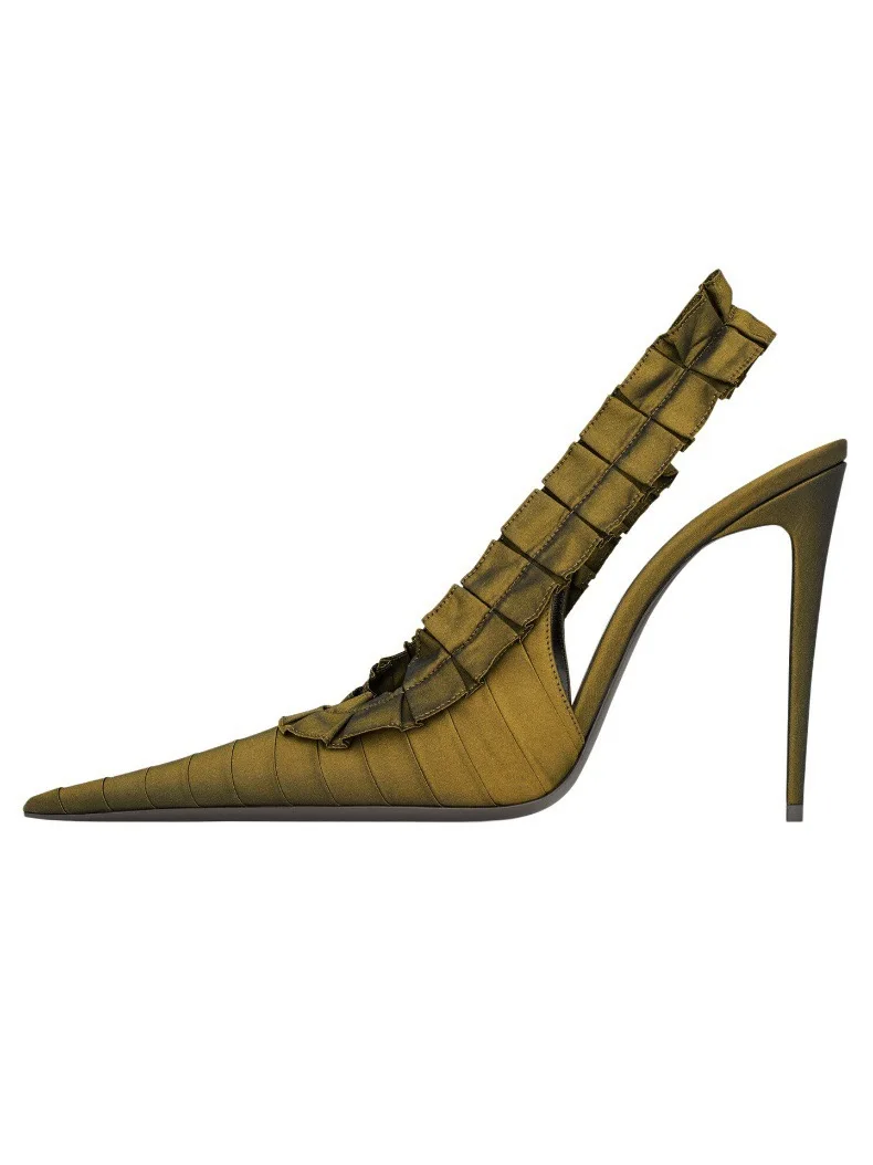 Summer New Women's Green Satin Ruffle Trim Slingback Pointed Toe Stiletto Elegant Party Wedding Prom Evening Fashion Pumps
Summer New Women's Green Satin Ruffle Trim Slingback Pointed Toe Stiletto Elegant Party Wedding Prom Evening Fashion Pumps