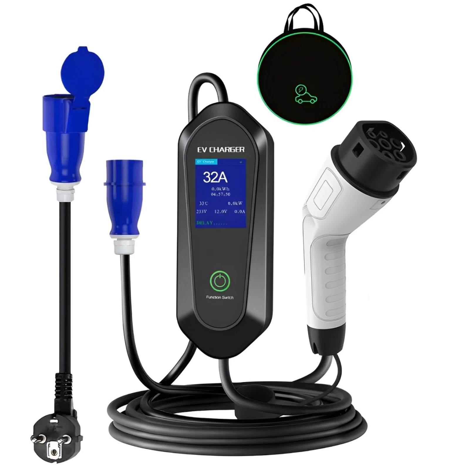 32A 7KW 5M однофазный 3-контактный зарядный кабель типа 2 CEE с ЖК-дисплеем портативное зарядное устройство для электромобилей
32A 7KW 5M однофазный 3-контактный зарядный кабель типа 2 CEE с ЖК-дисплеем портативное зарядное устройство для электромобилей